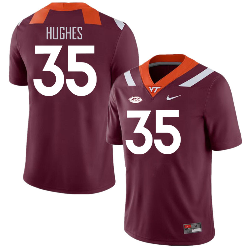 Men #35 Sam Hughes Virginia Tech Hokies College Football Jerseys Stitched Sale-Maroon
